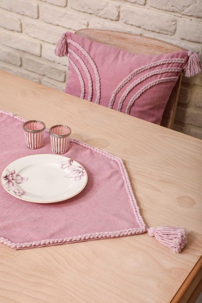 Moda Çizgi - 120X40 Püsküllü Runner,R-31O Pembe