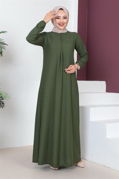 CAVENE - A Pile Model Elbise KOYU HAKİ