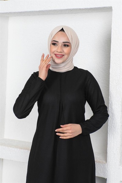 A Pile Model Elbise SİYAH - Thumbnail