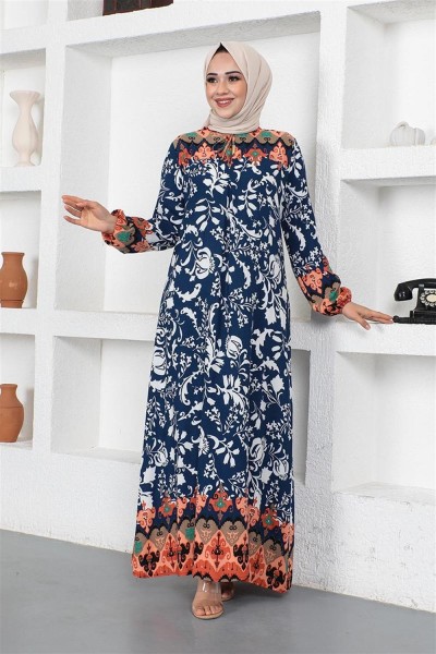 SGS - A Pile Model Tesettür Elbise LACİVERT