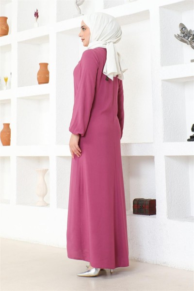 A Pile Viskon Elbise GÜL KURUSU - Thumbnail