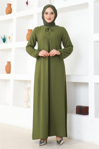 SGS - A Pile Viskon Elbise HAKİ