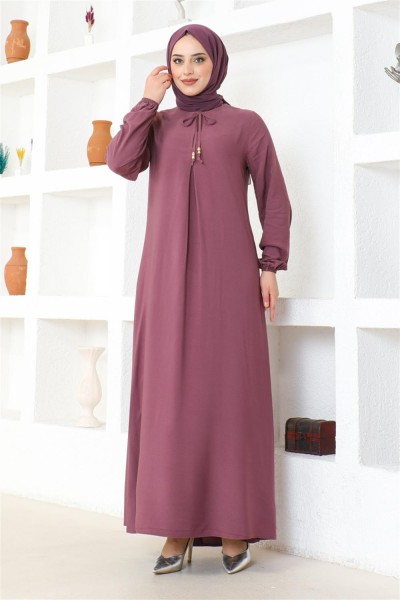 A Pile Viskon Elbise LİLA - Thumbnail