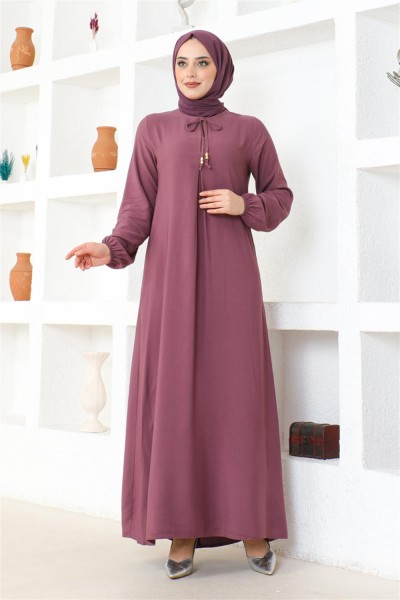 A Pile Viskon Elbise LİLA - Thumbnail