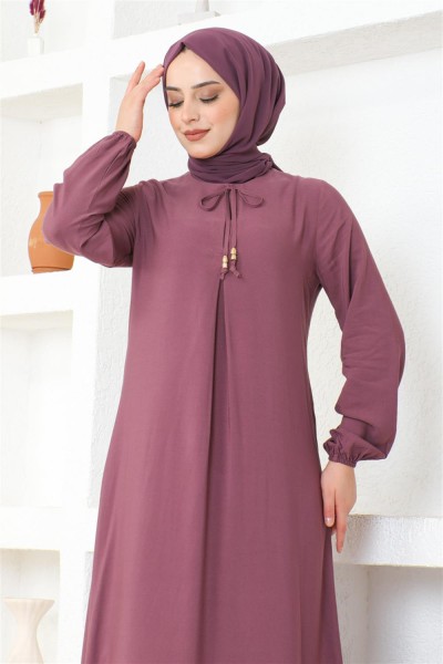 A Pile Viskon Elbise LİLA - Thumbnail