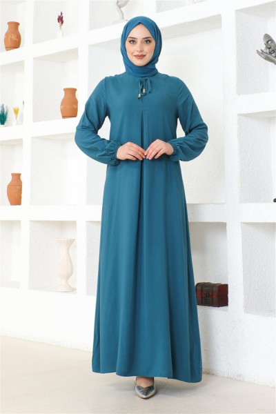 SGS - A Pile Viskon Elbise PETROL