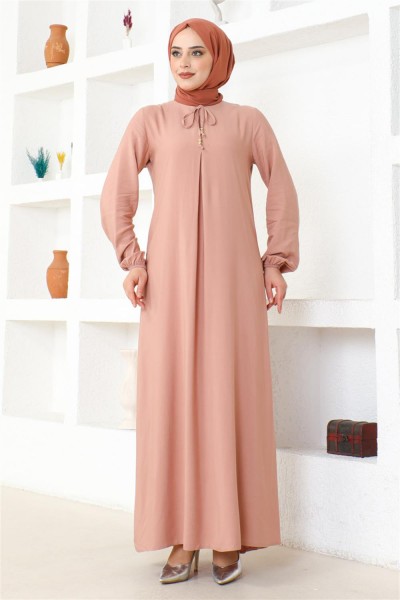 A Pile Viskon Elbise PUDRA - Thumbnail