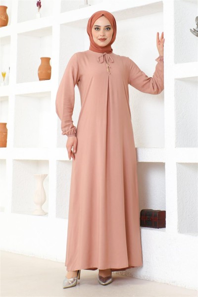 A Pile Viskon Elbise PUDRA - Thumbnail