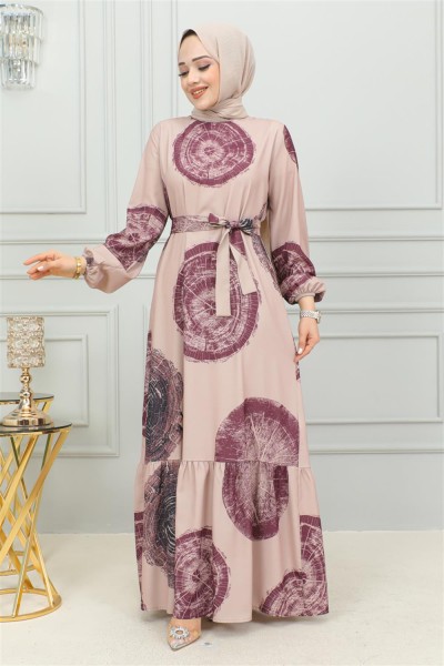 Aerobin Desenli Elbise MÜRDÜM - Thumbnail