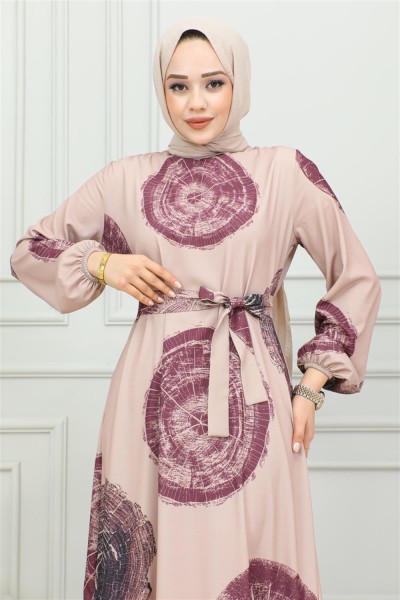 Aerobin Desenli Elbise MÜRDÜM - Thumbnail