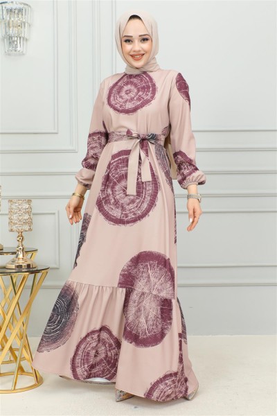 Aerobin Desenli Elbise MÜRDÜM - Thumbnail