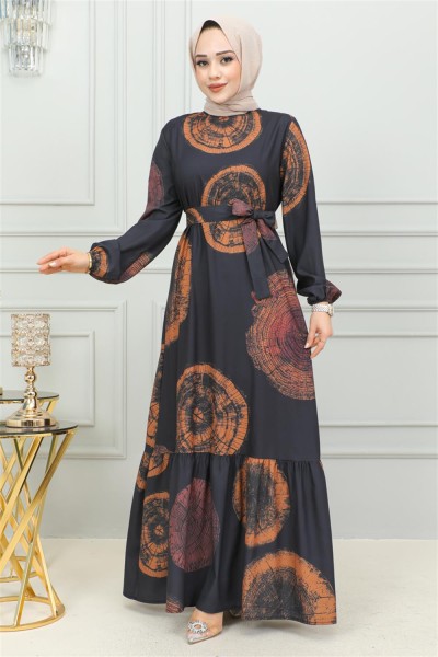 Aerobin Desenli Elbise TABA - Thumbnail