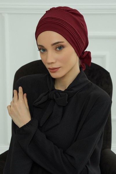 Moda Çizgi - Aerobin Kumaş Hazır Türban,HT-31A Bordo