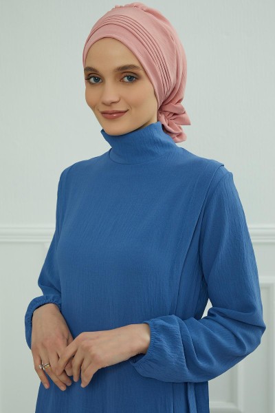 Moda Çizgi - Aerobin Kumaş Hazır Türban,HT-31A Pembe