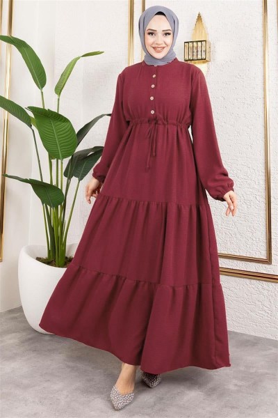 MP - Afra Bağcık Detaylı Elbise BORDO