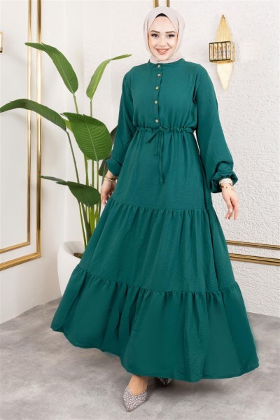 MP - Afra Bağcık Detaylı Elbise YEŞİL
