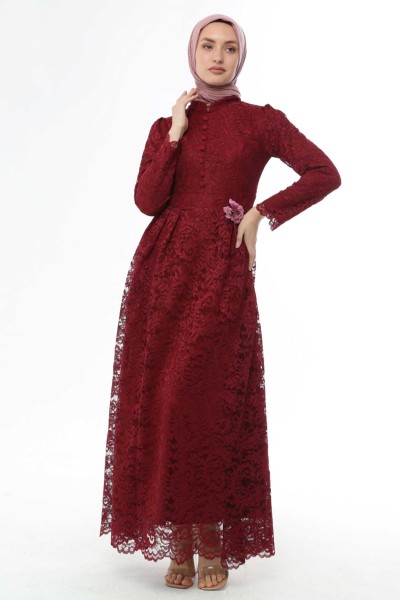 Moda Çizgi - Ahunisa Henna Abiye Bordo 5646