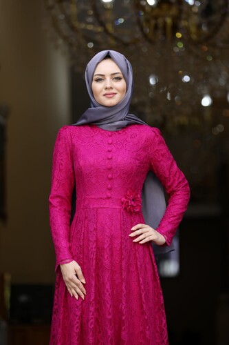 Moda Çizgi - Ahunisa Henna Abiye Fuşya 5646