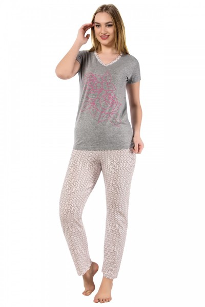 Moda Çizgi - Moda Çizgi Bayan Kısa Kol Pijama Takımı 2367