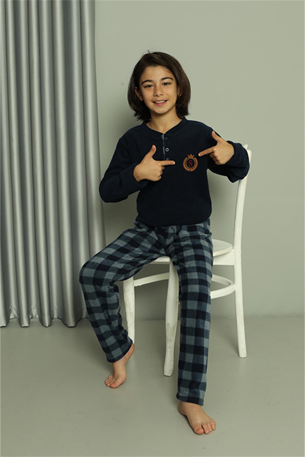 Moda Çizgi Erkek Çocuk WelSoft Polar Lacivert Pijama Takımı 20549 - 14 | Lacivert