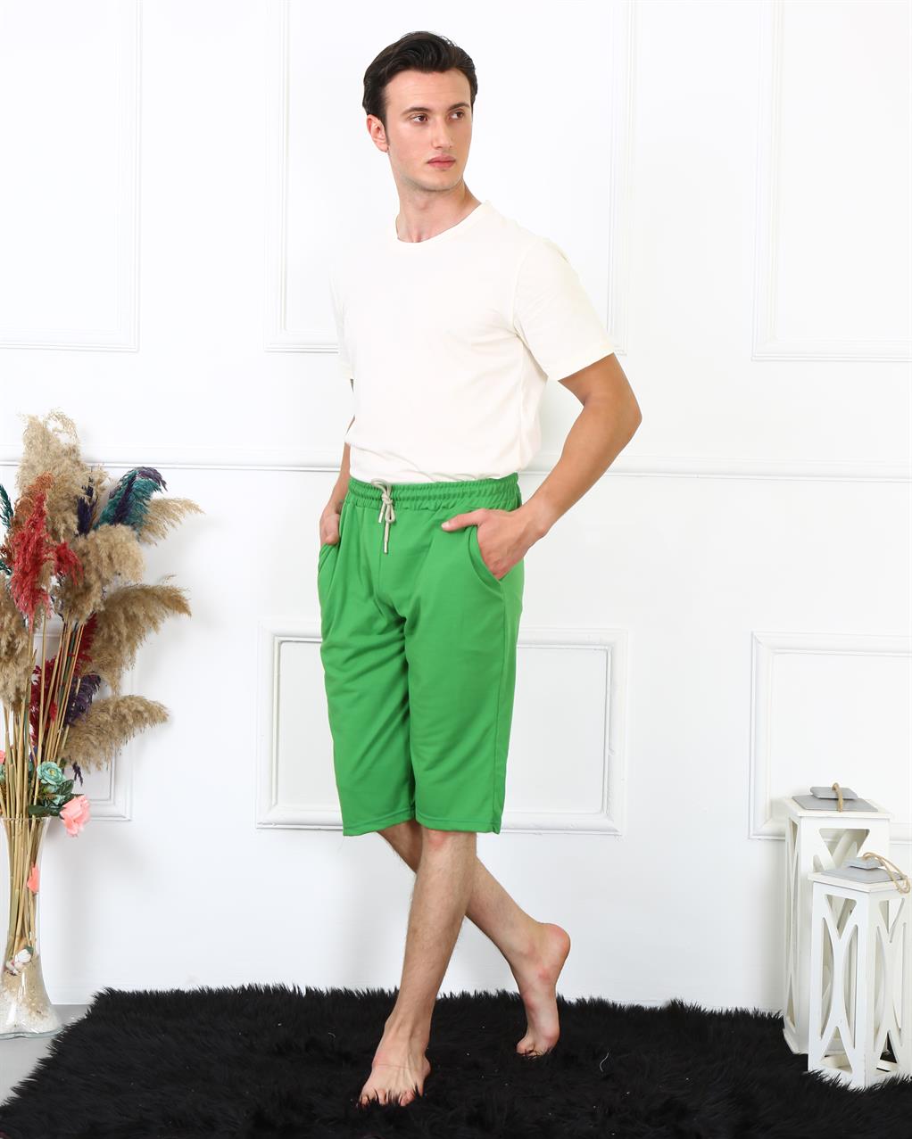 Moda Çizgi Erkek Lakost Fıstık Yeşili Kapri 27481 - XL | Fıstık Yeşili