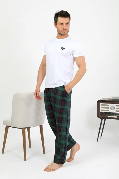 Akbeniz - Akbeniz Erkek Pamuk Tek Alt Pijama Yeşil 27562
