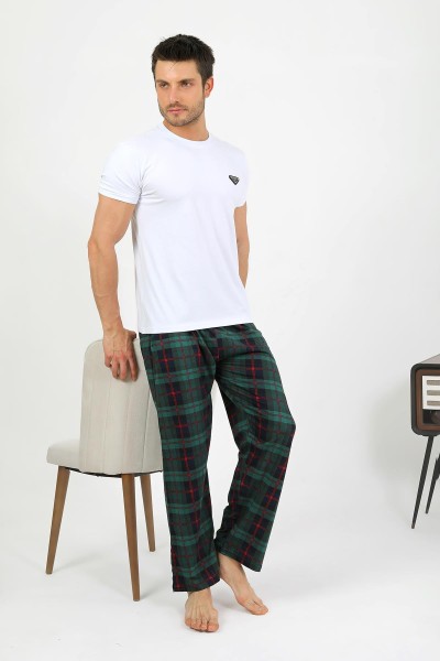 Akbeniz Erkek Pamuk Tek Alt Pijama Yeşil 27562 - Thumbnail