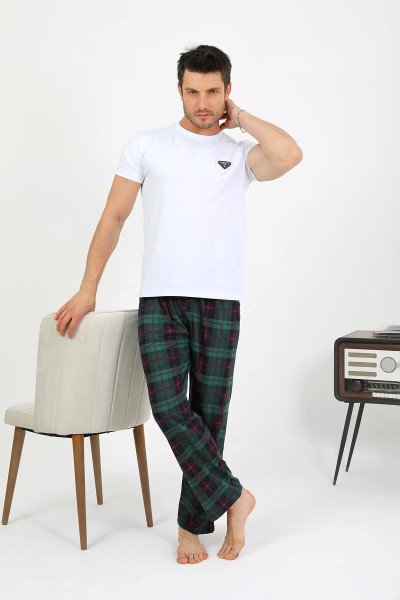 Akbeniz Erkek Pamuk Tek Alt Pijama Yeşil 27562 - Thumbnail