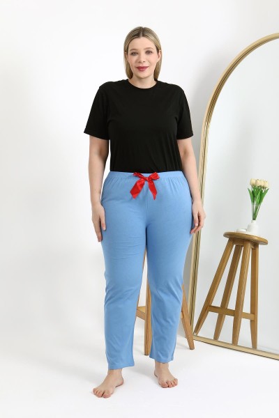 Akbeniz - Akbeniz Kadın Pamuklu Büyük Beden Alt Pijama 27559 Mavi