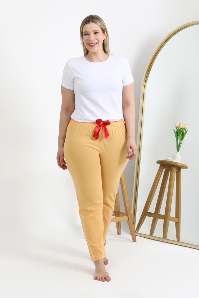 Akbeniz Kadın Pamuklu Büyük Beden Alt Pijama 27559 Sarı - Thumbnail