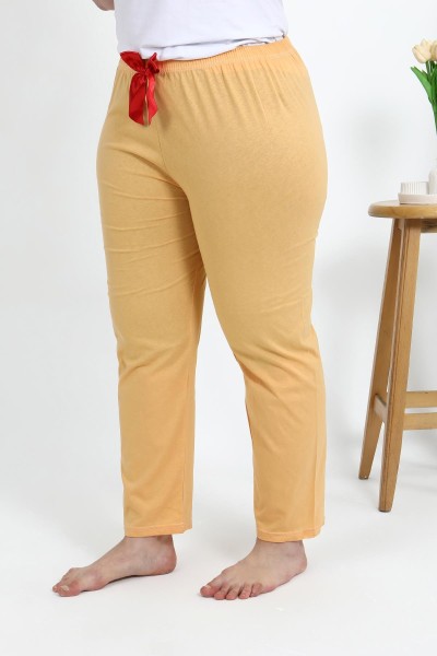 Akbeniz Kadın Pamuklu Büyük Beden Alt Pijama 27559 Sarı - Thumbnail