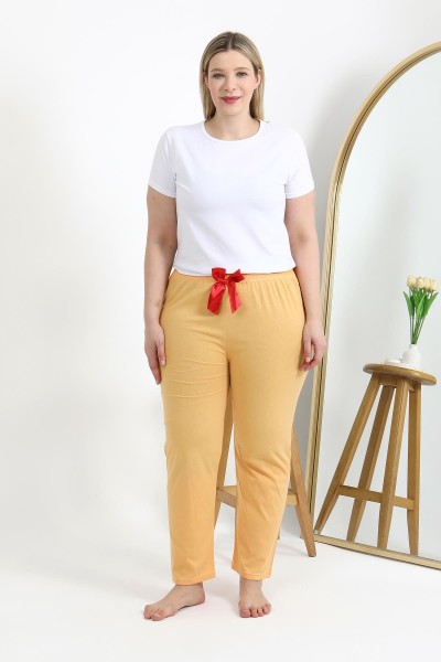 Akbeniz Kadın Pamuklu Büyük Beden Alt Pijama 27559 Sarı - Thumbnail