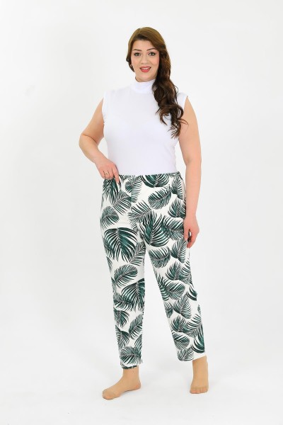 Akbeniz - Akbeniz Kadın Pamuklu Büyük Beden Alt Pijama Yeşil 27563