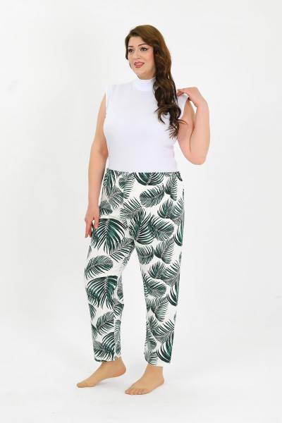 Akbeniz Kadın Pamuklu Büyük Beden Alt Pijama Yeşil 27563 - Thumbnail