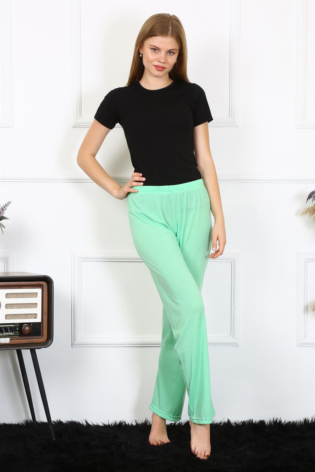 Moda Çizgi Kadın Pamuklu Tek Alt Pijama 27496 - M | Fıstık Yeşili