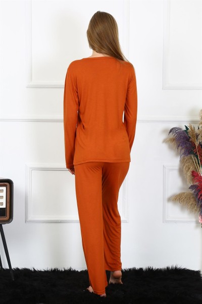Moda Çizgi Kadın Penye Uzun Kol Patlı Pijama Takım 4168 - Thumbnail