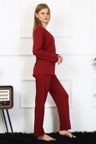 Moda Çizgi Kadın Penye Uzun Kol Patlı Pijama Takım 4170 - Thumbnail
