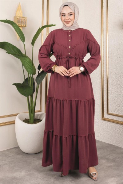 Alisa Aerobin Elbise BORDO - Thumbnail