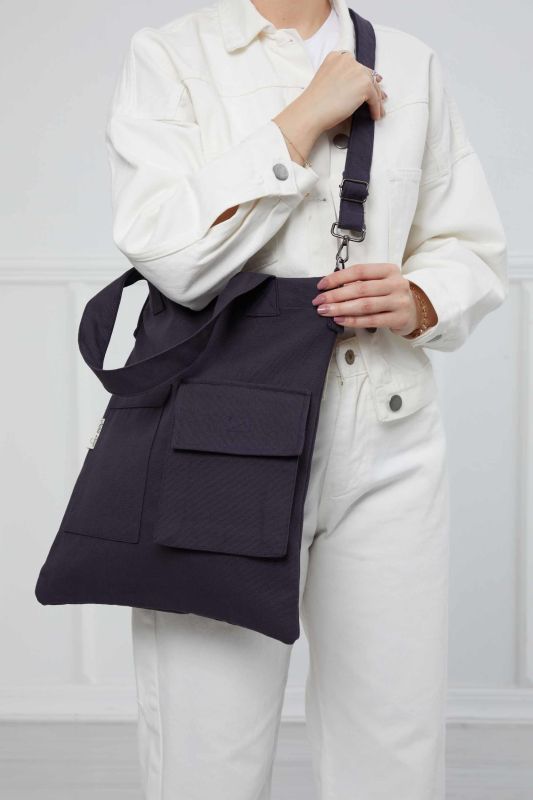 Shoulder Bag with Strap Pocket Detail,CK-20 Anthracite - 2