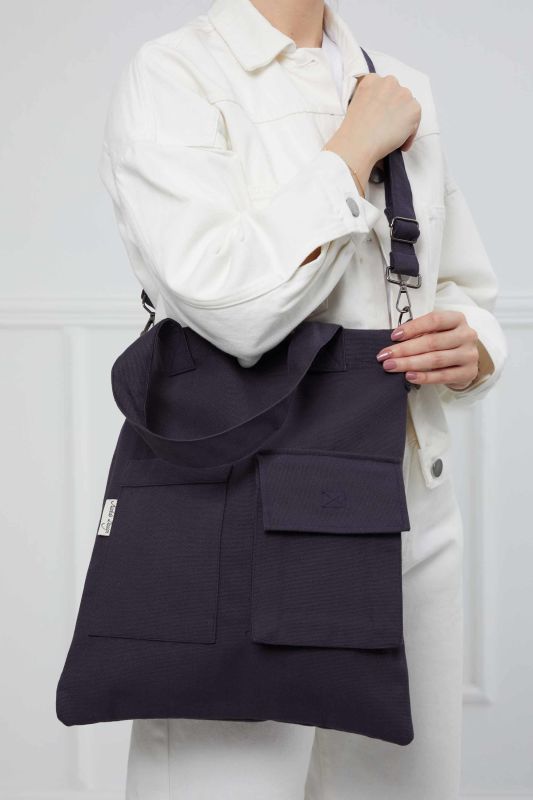 Shoulder Bag with Strap Pocket Detail,CK-20 Anthracite - 7