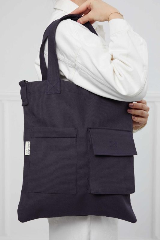 Shoulder Bag with Strap Pocket Detail,CK-20 Anthracite - 8