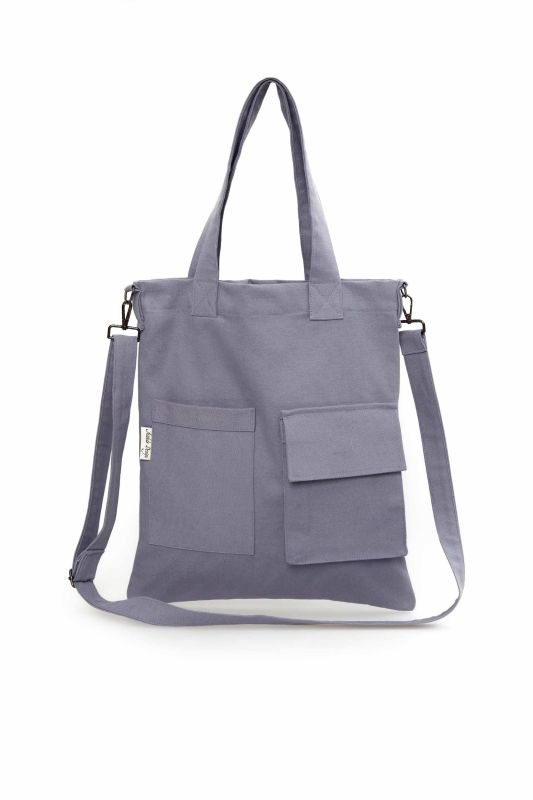 Shoulder Bag with Strap Pocket Detail, CK-20 Gray - 1