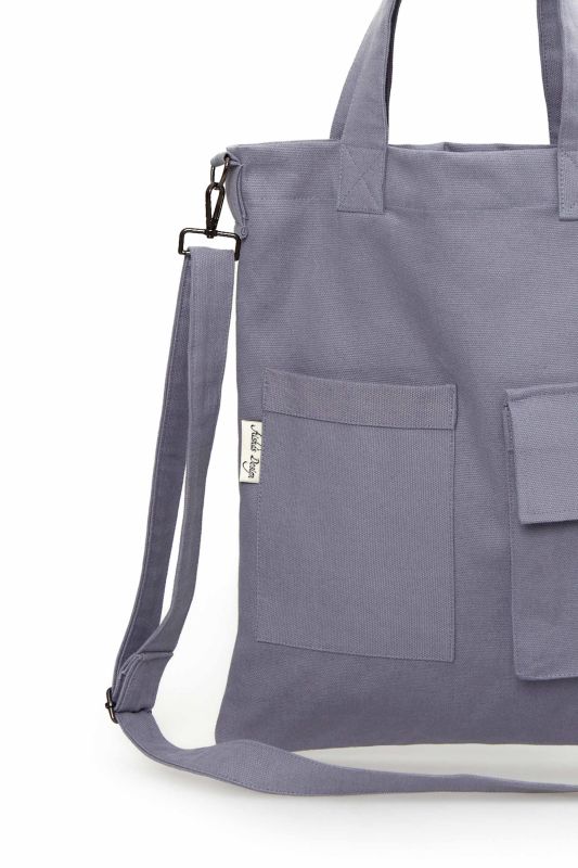 Shoulder Bag with Strap Pocket Detail, CK-20 Gray - 3
