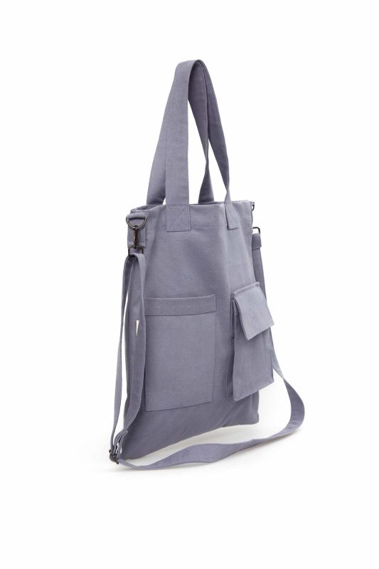 Shoulder Bag with Strap Pocket Detail, CK-20 Gray - 4