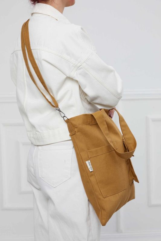 Shoulder Bag with Strap Pocket Detail,CK-20 Mustard - 2