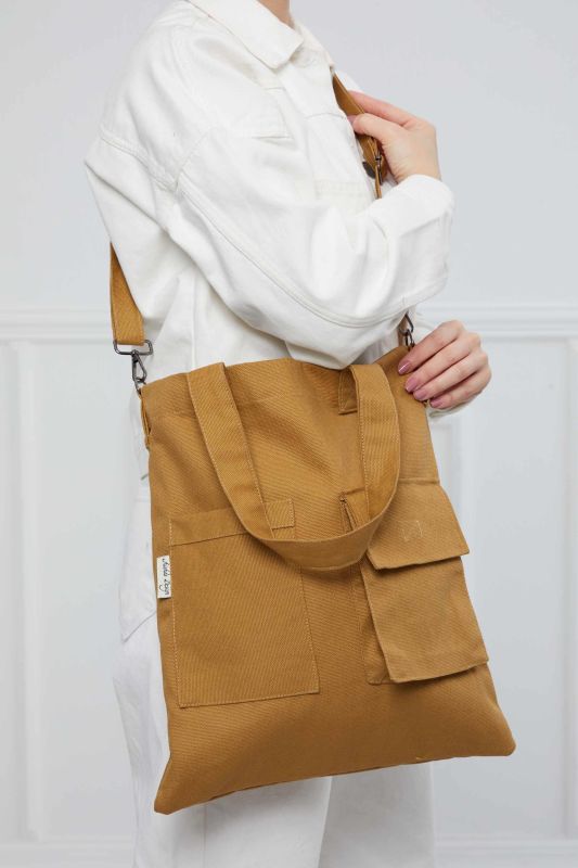 Shoulder Bag with Strap Pocket Detail,CK-20 Mustard - 7