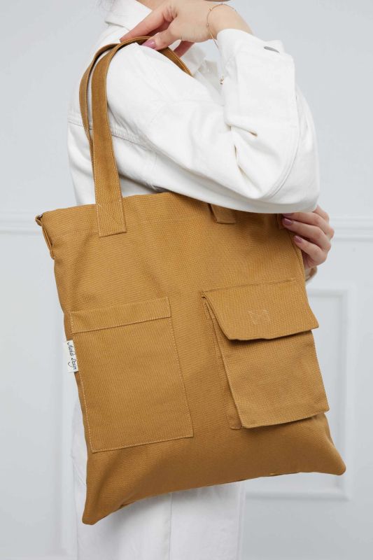 Shoulder Bag with Strap Pocket Detail,CK-20 Mustard - 8