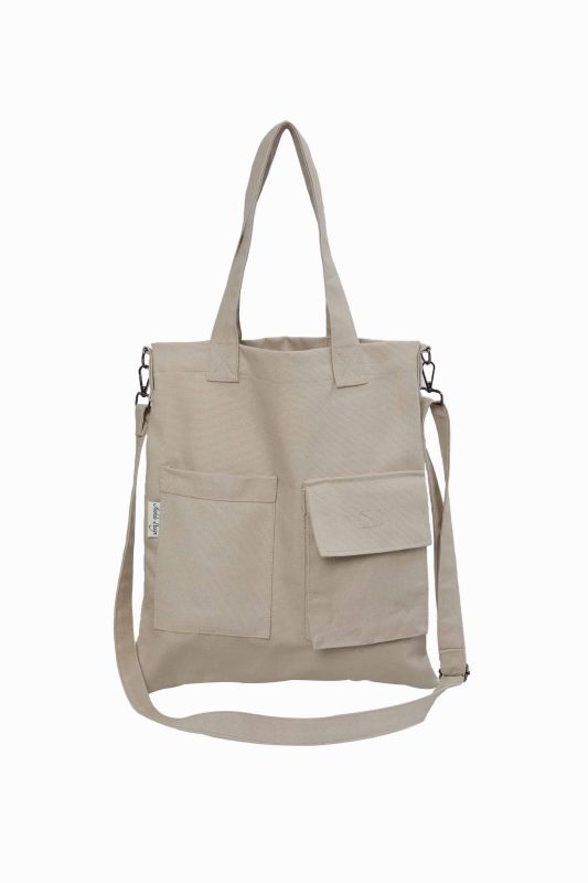 Shoulder Bag with Strap Pocket Detail, CK-20 Stone - 1