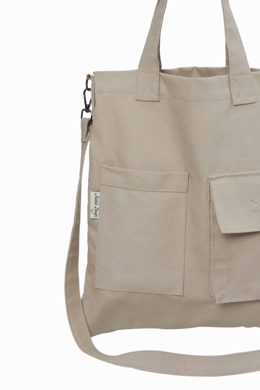 Shoulder Bag with Strap Pocket Detail, CK-20 Stone - 3