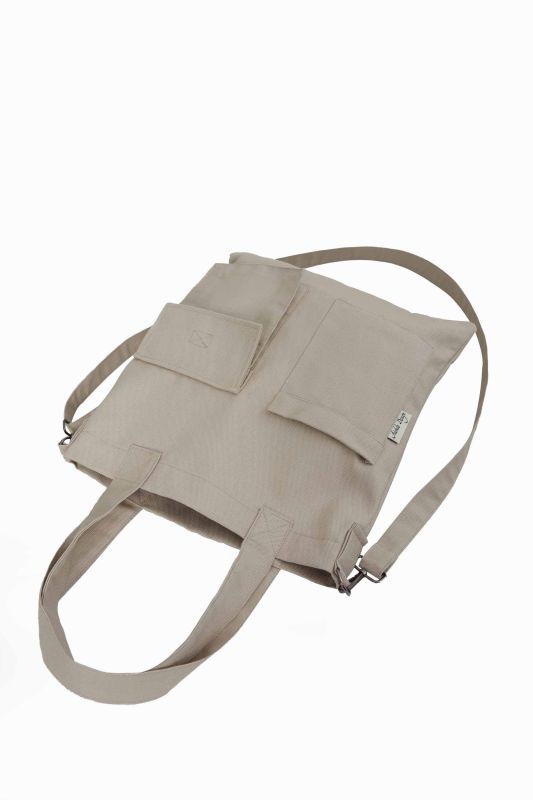Shoulder Bag with Strap Pocket Detail, CK-20 Stone - 5